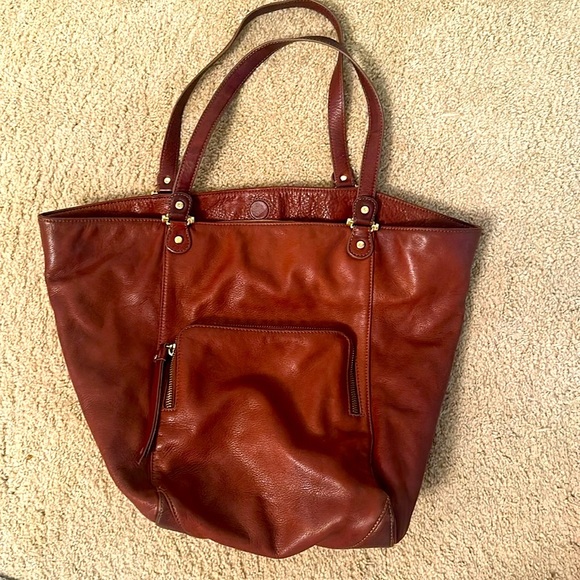 Liz Claiborne Elegant Brown Leather Tote Bag - Picture 1 of 6